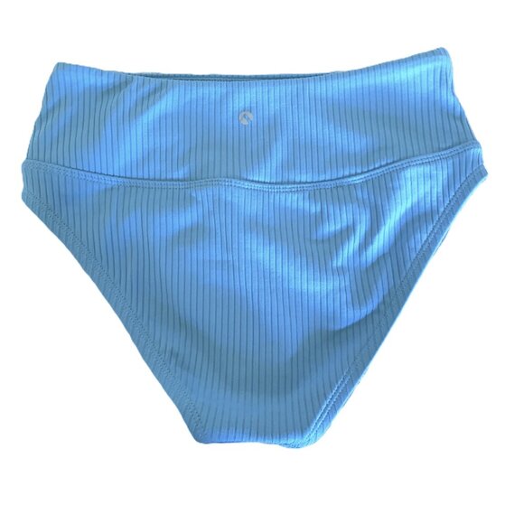 Next Bikini Bottom Swimwear High Waistband Blue Ribbed Women’s Extra Small XS - Picture 2 of 9